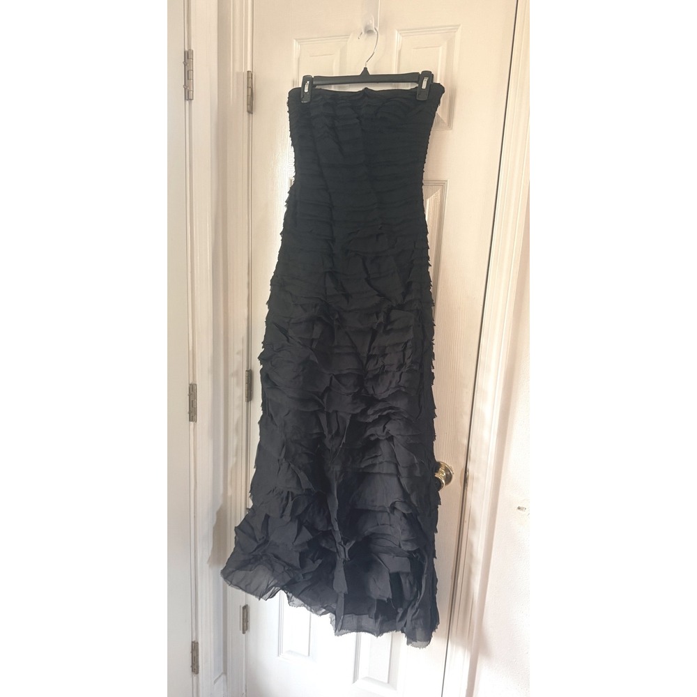 Amur Pepper Tiered Gown Black Strapless Layered Ruffle Maxi Dress 6222537 size 0